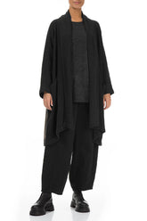Open Black Heavier Linen Jacket 4