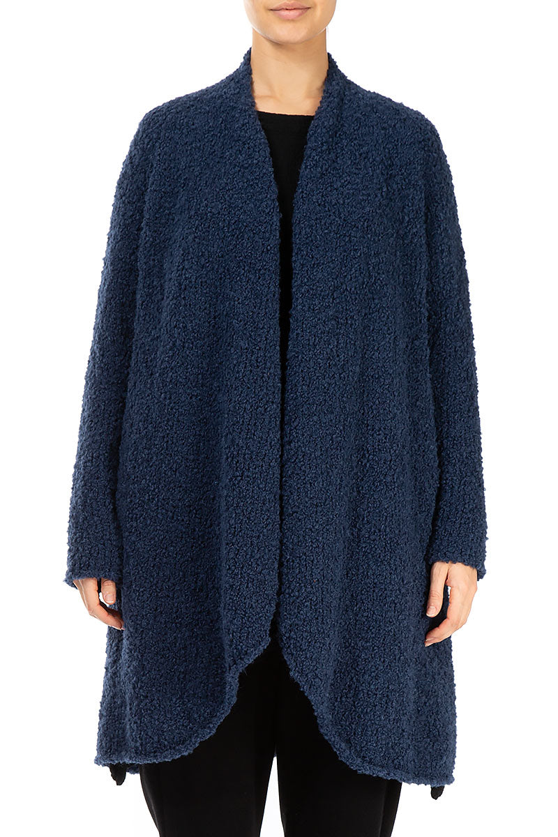 Open Blue Violet Alpaca Wool Coat Cardigan 1