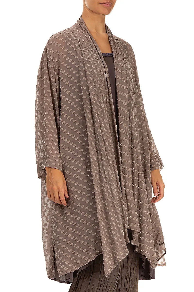 Open Bubbly Pattern Silver Pink Silk Jacket 3