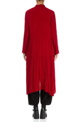 Open Cherry Red Crumpled Viscose Jacket 2