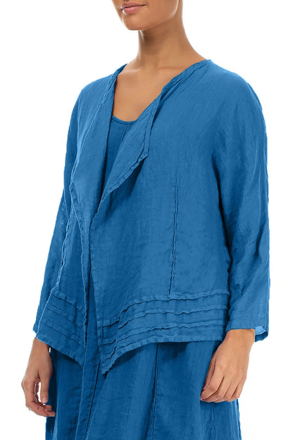 Open Cobalt Blue Gauze Linen Jacket