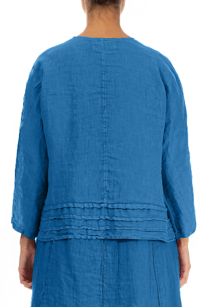 Open Cobalt Blue Gauze Linen Jacket 2