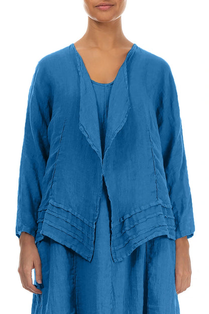 Open Cobalt Blue Gauze Linen Jacket