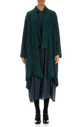 Open Emerald Circle Silk Linen Jacket 1