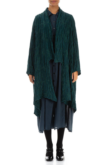 Open Emerald Circle Silk Linen Jacket 1