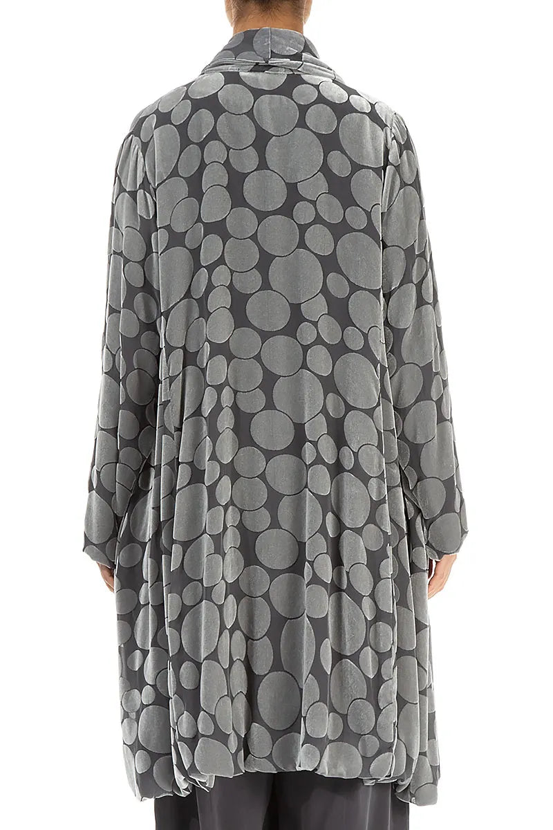 Veste ouverte en velours de soie argentée Devoré Bubbles