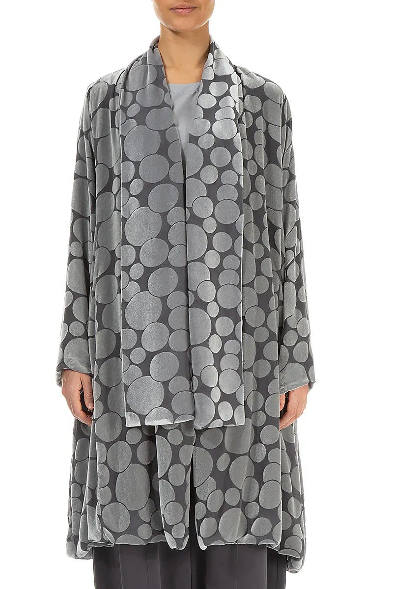 Veste ouverte en velours de soie argentée Devoré Bubbles
