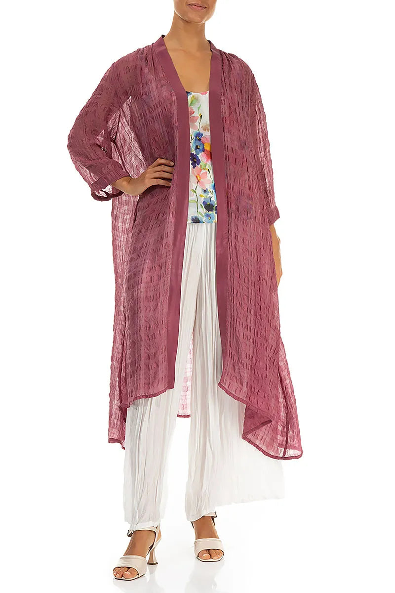 Open Front Antique Ruby Light Silk Jacket 6