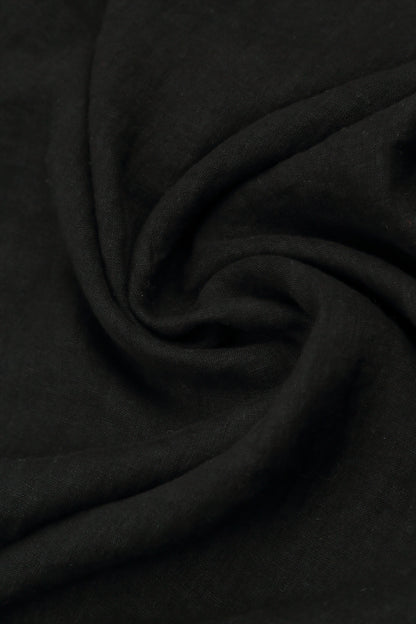 Open Front Black Linen Jacket 5