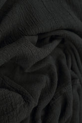 Open Front Black Textured Linen Jacket 6