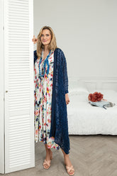 Open Front Navy Light Silk Jacket 6