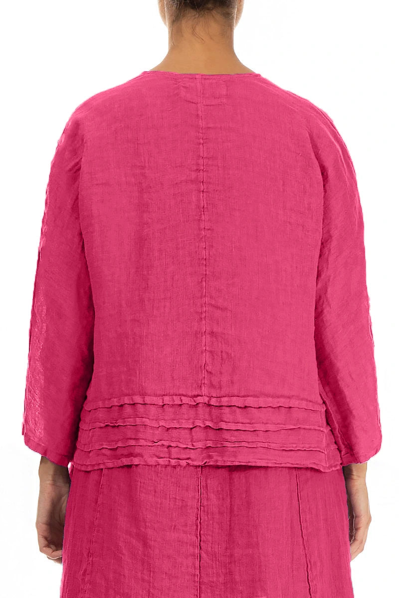 Open Fuchsia Gauze Linen Jacket 2