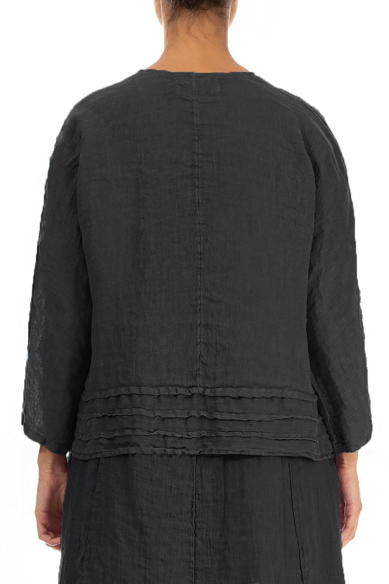 Open Graphite Gauze Linen Jacket 2