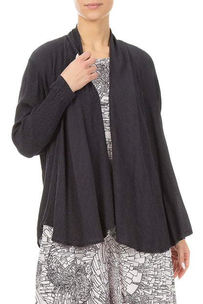 Open Graphite Silk Viscose Jacket