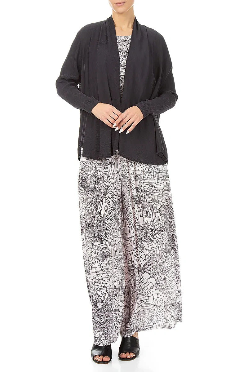 Open Graphite Silk Viscose Jacket