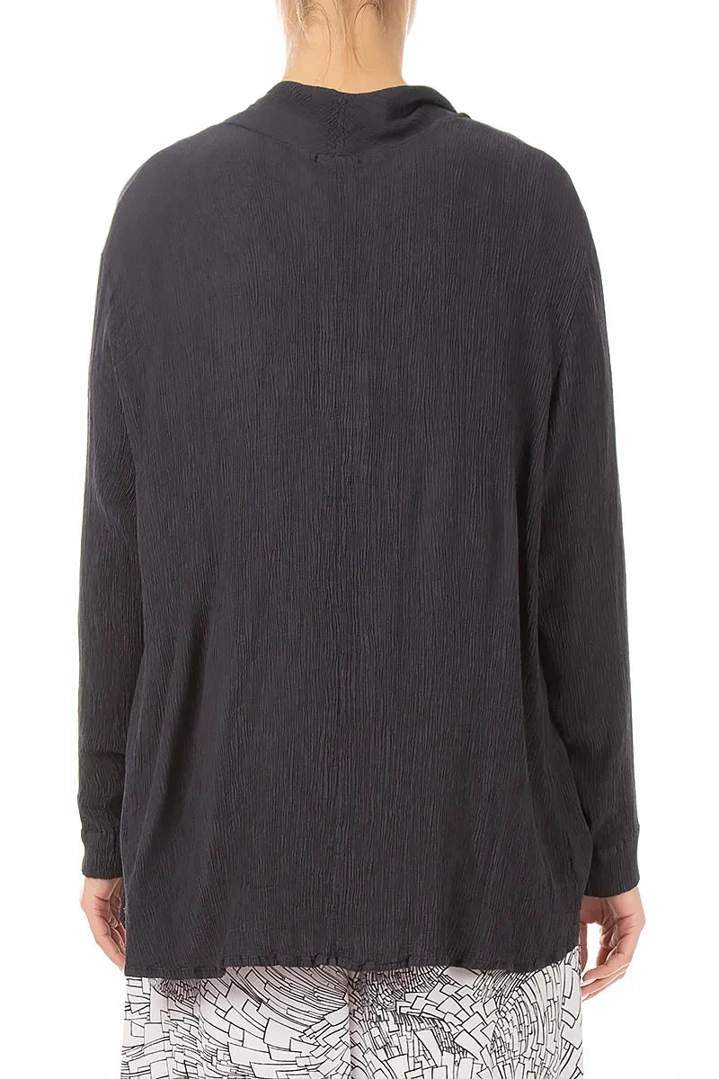 Open Graphite Silk Viscose Jacket