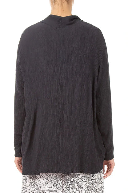 Open Graphite Silk Viscose Jacket