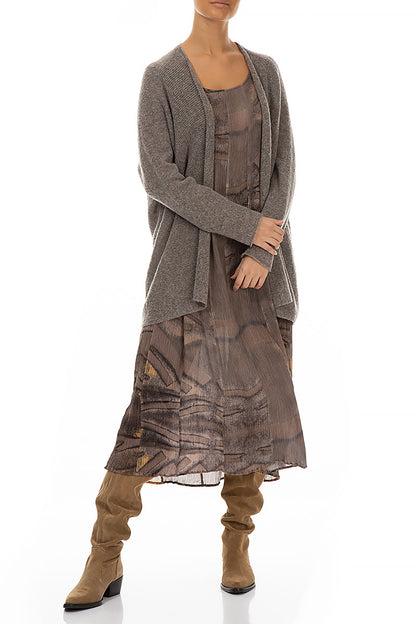 Open Light Brown Wool Cardigan 4