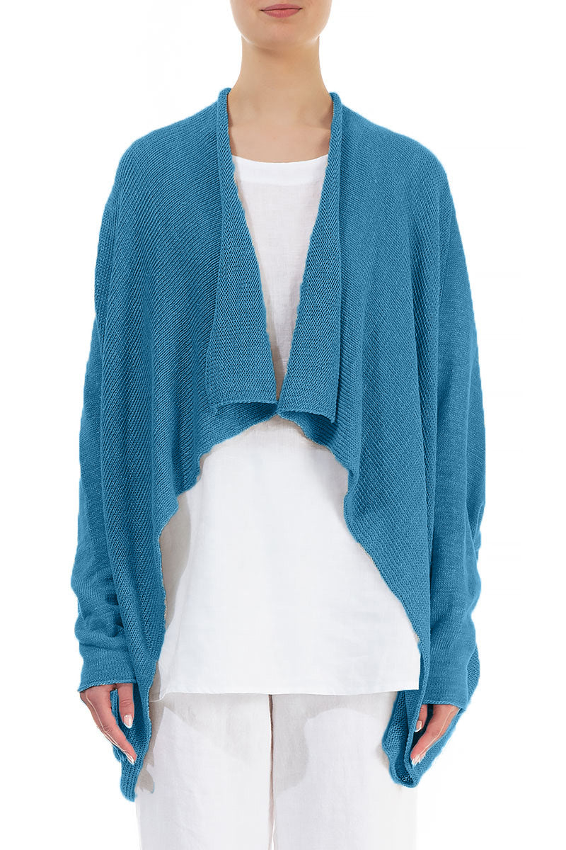 Open Longer Back Denim Linen Cardigan 1