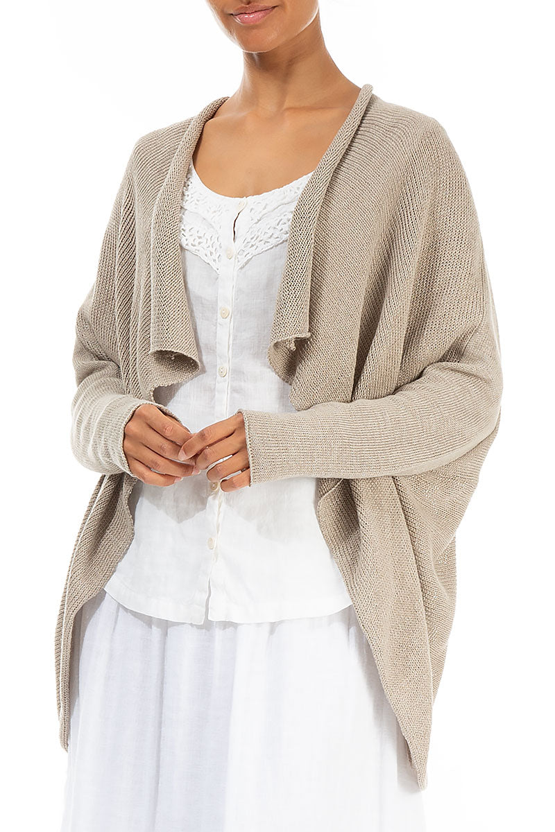 Open Longer Back Natural Linen Cardigan 3