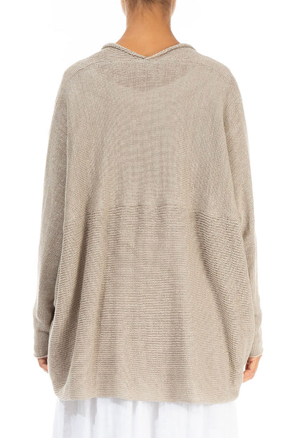 Open Longer Back Natural Linen Cardigan 2