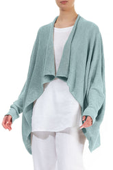 Open Longer Back Sky Blue Linen Cardigan 3