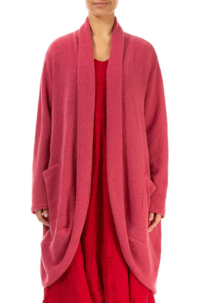 Open Pink Punch Wool Cardigan