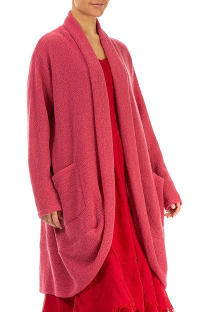 Open Pink Punch Wool Cardigan