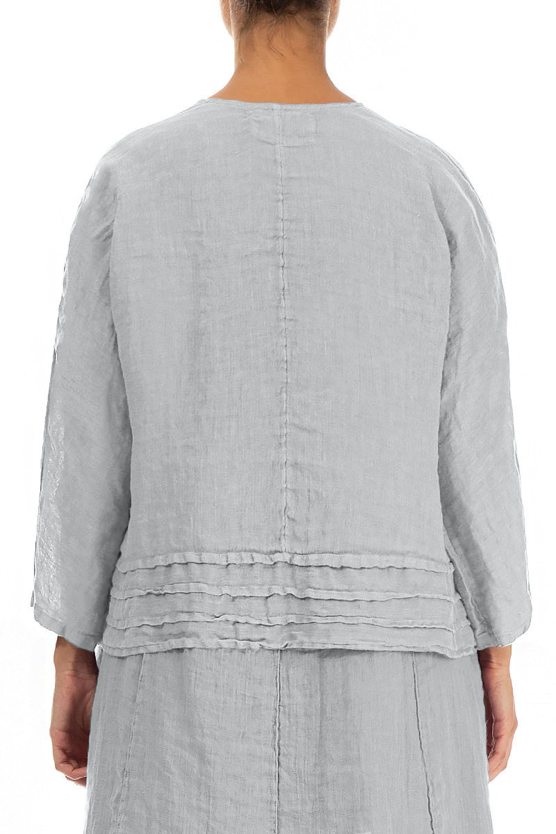 Open Silver Grey Gauze Linen Jacket
