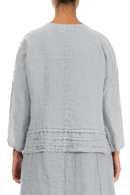 Open Silver Grey Gauze Linen Jacket