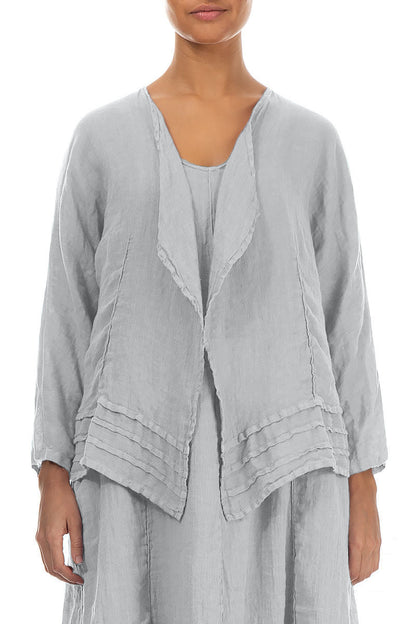 Open Silver Grey Gauze Linen Jacket