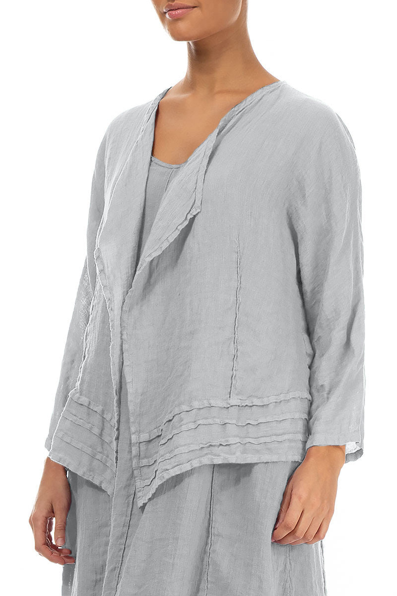Open Silver Grey Gauze Linen Jacket
