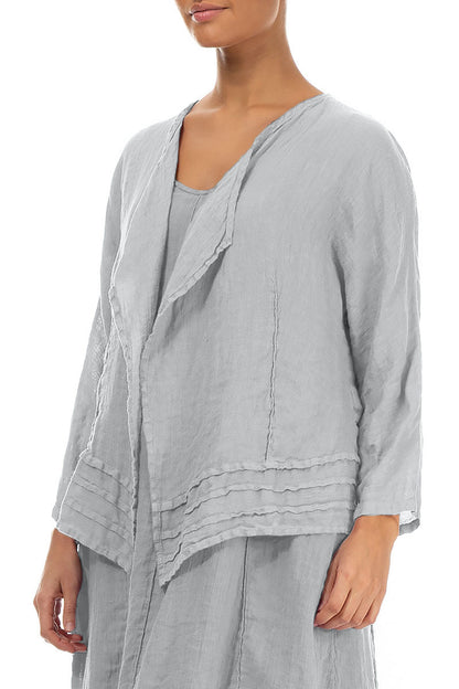 Open Silver Grey Gauze Linen Jacket