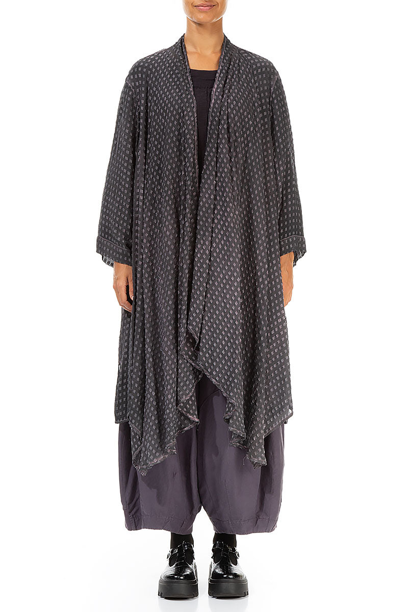 Open Textured Purple Silk Rayon Jacket 1