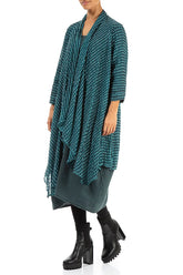 Open Textured Teal Silk Rayon Jacket 3