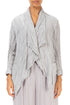 Open Type Crinkled Taupe Silk Jacket 1