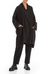 Open Type Dark Grey Wool Linen Jacket 4