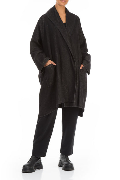 Open Type Dark Grey Wool Linen Jacket 4