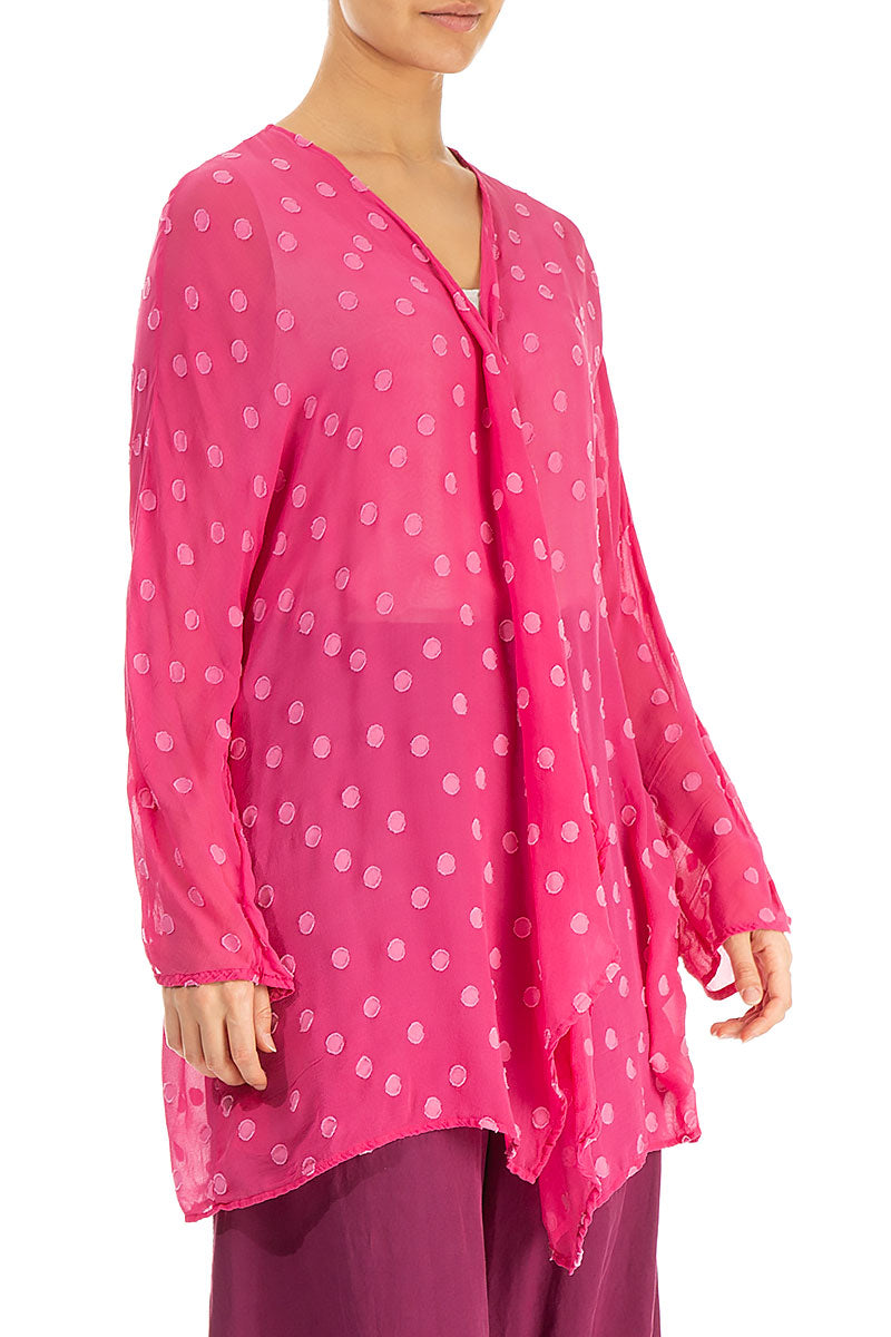 Open Type Dotty Hot Pink Silk Jacket 3