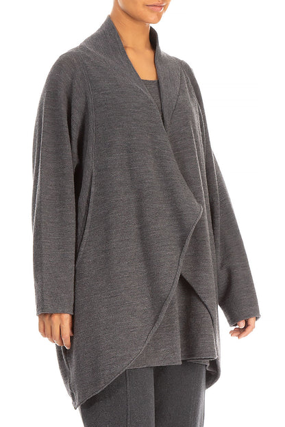 Open Type Grey Wool Jersey Jacket 3