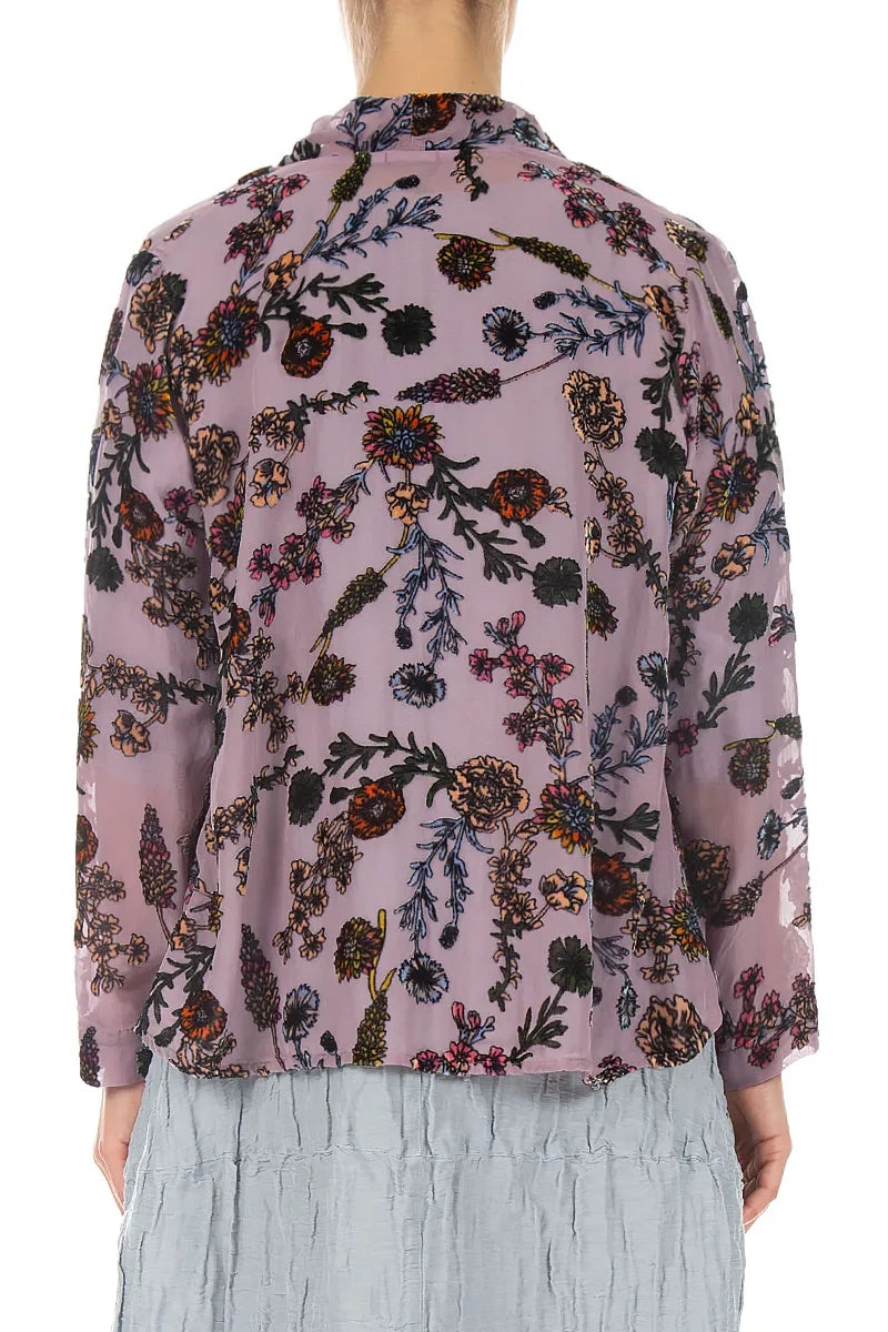 Open Velvet Blooms Devoré Silk Jacket