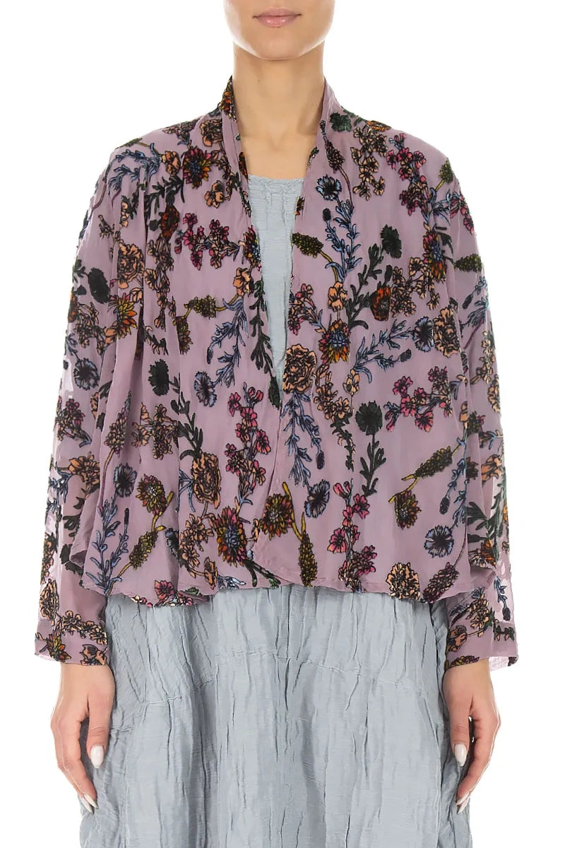 Open Velvet Blooms Devoré Silk Jacket 1