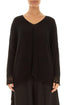 Openwork Hem Black Linen Jumper 1