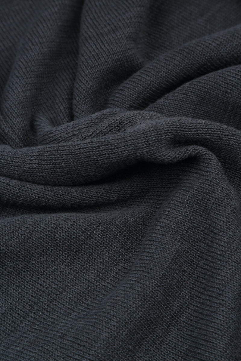 Pull en lin graphite à ourlet ajouré