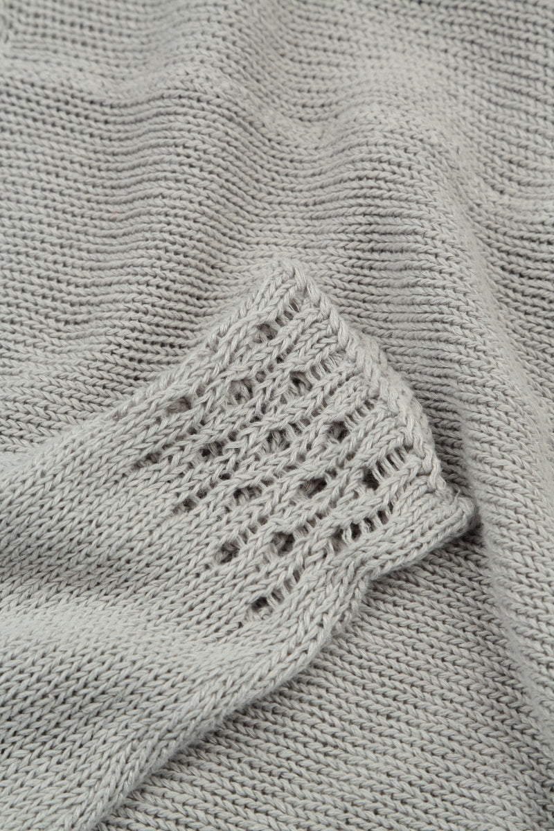 Openwork Hem Grey Linen Jumper 5
