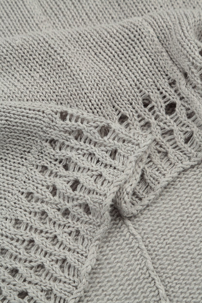 Openwork Hem Grey Linen Jumper 6