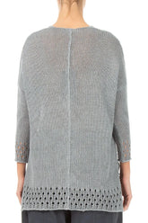 Openwork Hem Grey Linen Jumper 2
