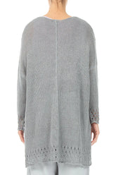 Openwork Hem Grey Linen Jumper 2