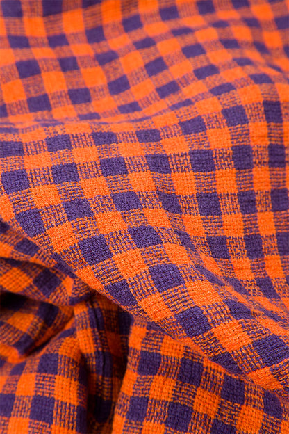 Chemisier veste en lin à carreaux orange