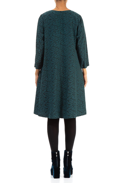 Ornamented Peacock Silk Cotton Dress 2